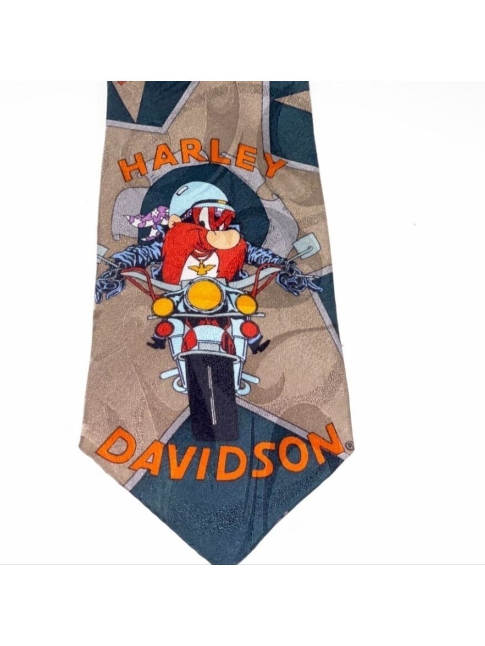 Vintage Harley Davidson Yosemite Sam 100% Silk Looney Tunes Cartoon Ties